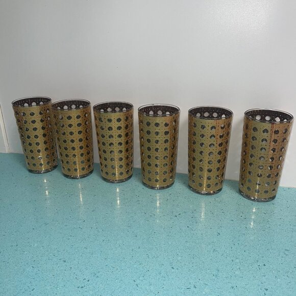 Culver Vintage Glasses Set of 6 Cannella 22K Gold Highball Mid Century Barware - Picture 7 of 9